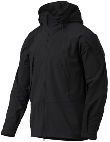 Helicontex Giacca Soft Shell, Antivento, Giacca Tattica da Montagna per Esterni, Capispalla, Escursionismo, Arrampicata, Campeggio, Leggera, Traspirante, Sottile, Giacca TROOPER MK2, Nero , XL