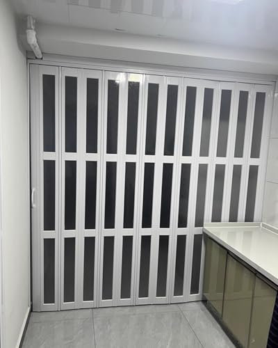 Blazea Schiebetür Falttür Raumteiler-Schiebetür im Akkordeon-Stil, Innenfalttüren für Schrank/Tür/Badezimmer/Flur, Extra Breite Aluminium-Falttrenntür (43x80in(109.2x203.2cm), Weiß)