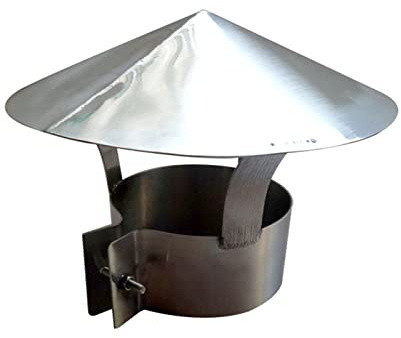 Round Roof Rain Cap,Cone Top Chimney Cap in Galvan Stainless Steel Chimney Cowl Cap Rust Steel Roof Rain Cap Outdoor Ventilation Smoke Exhaust Pipe Breathing Cap Boiler Wind Cap Chimney Rain(150mm/5.9