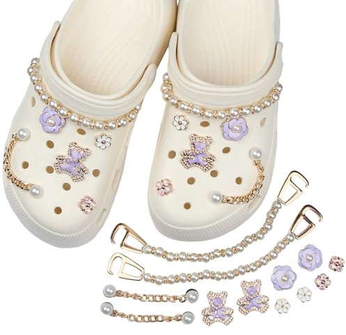 Yuiturt 12Pcs Accessoires de Chaussure en Strass, Pins Crocs pour Femme, Charms Crocs, Breloques de Sabots, Ornements de Chaussure DIY, Accessoires de Chaussure pour Cadeau de Fête d'anniversaire