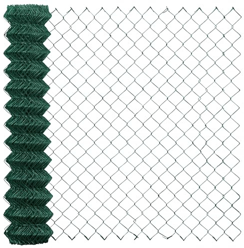 CAPHAUS Galvanized Steel 9 Gauge Green Vinyl Coated Chain Link Fencing Wire Roll, Galvanized Fence Fabric, Diamond Mesh Size 2-3/8 Inch (72 inch x 50ft.)