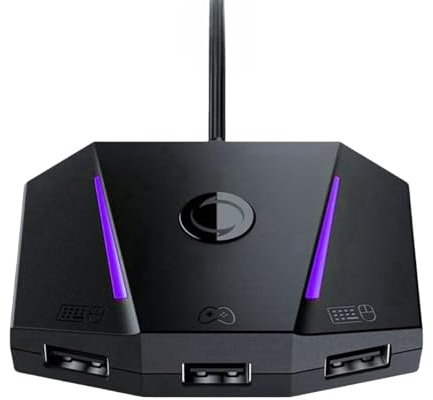 Tosuny Adattatore Mouse Tastiera VX2 AimBox, Controllo App Convertitore MnK per, X Box Series X/S, X Box One, con Audio da 3,5mm e Luce RGB, per i Giochi di tiro