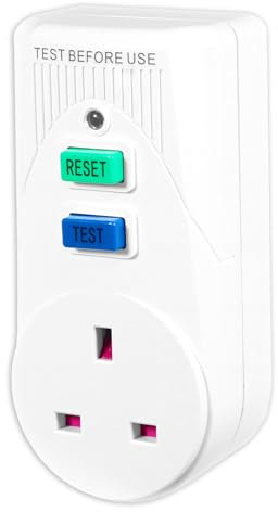 SPARES2GO RCD Safety Plug Single Socket Circuit Breaker Electrical Power Trip Switch Adaptor (13A, 230-240V 50Hz, UK 3-Pin)