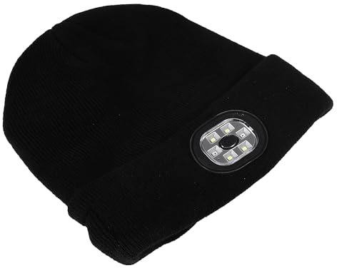 Stonenect Bonnet bluetooth avec haut-parleurs et 4 led Taille unique Casque audio sans fil rechargeable par usb Casquettes techniques d’hiver Lampe frontale Cadeaux de noël lavables pour anniversaires
