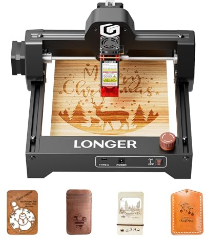 LONGER Ray5 Mini Lasergraviermaschine, 2,5W, 140 x 130 mm Arbeitsbereich | Hochgeschwindigkeitsgravur, Wi-Fi, Not-Aus, CNC, Holz-, Acryl- und Lederbearbeitung, DIY-Projekte