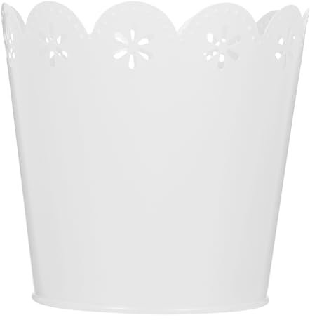OFFSCH Mini Poubelle de Bureau Ronde en Fer, Blanche, Gain de Place, Usage Polyvalent pour Chambre et Bureau, Style Élégant Maison
