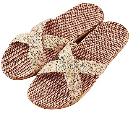 Sandalen & Slides Für Damen Herren Hausschuhe Leinen Slippers Flachs Schuhe Indoor Bambus Stroh Badeschuhe Outdoor Sandalen Rutschfest Schlappen Böhmen Strandsandalen Espadrille Liebespaar Pantoffeln