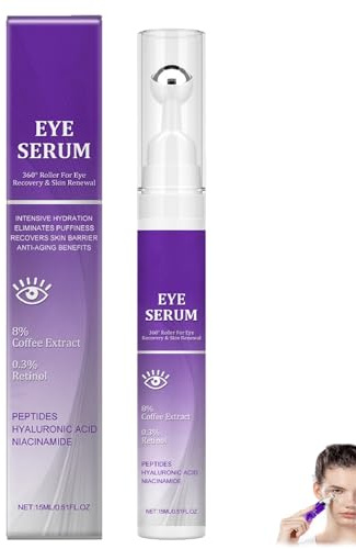 Siero Per Gli Occhi Con Roller Ball,Caffeine Eye Enhance Roller Crema,Eye Siero con Palla Massaggiante a 360°,Contorno Occhi Essence,Idratante e Lenitivo,Rinfrescante e di Facile Assorbimento