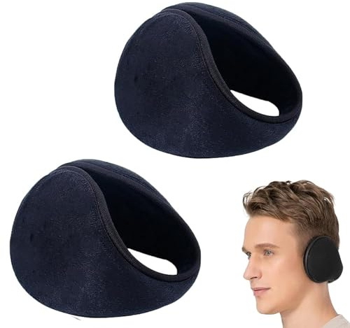 HcvGcm Ohrenwärmer Damen, 2 Stück Ohrenwärmer Herren, Winter Ohrenwärmer Set in Schwarz und Grau, Weicher Ohrenschützer für Damen und Herren, Ideal für Outdoor-Aktivitäten wie Skifahren (Schwarz)