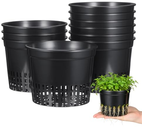 NUOBESTY 10 Stück Hydroponik Netztopf, Kunststoff Pflanzkorb 13x13x12cm | Langlebige Gittertöpfe für Wasserkultur & Substrate. Perfekte Netztöpfe für Balkon, Garten & Hydrokultur Pflanzkörbe.