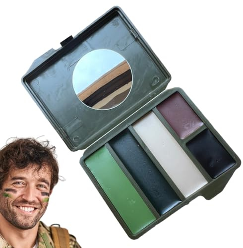 Pintura Facial De Camuflaje | De Maquillaje De Fútbol | Cara De Maquillaje Impermeable De 5 Colores, Maquillaje Portátil De Cobertura Larga Duración Para La Bola De Deportes De Cha
