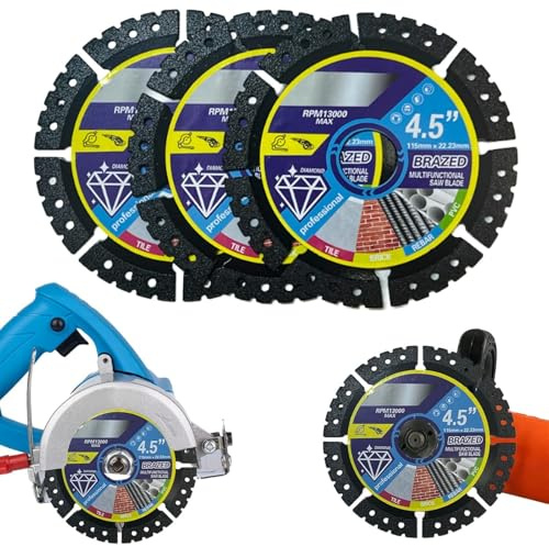 3PCS Diamond Multi-Purpose Saw Blades-115mm/4.5,Heavy Duty Diamond Cutting Disc,1.2mm Thin Angle Grinder Blades For Tile,Marble, Metal & Stone,115mm Multipurpose Blade For Concrete,Ceramic,Plastic