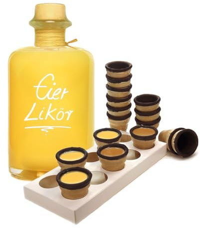 Eierlikör 1L mit 16 Waffelbechern & Becherhalter Sehr sämig & süffig 20% Vol.