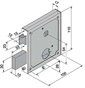 Welka 16070-10 055 Serratura per Cancelli, 3 Mandate, Scrocco, 55 mm