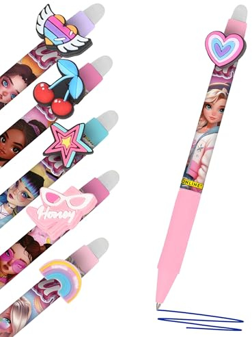 Online magiXX, 6x Radierstift Fun Fashion Stars I Gelschreiber blau radierbar mit 0,7mm Strichstärke I Tintenroller zum Schreibenlernen, Büro I kompatibel mit Frixion Mine I Radierbarer Kugelschreiber