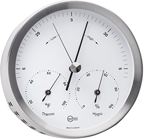 BARIGO Steel Series Barometer / Thermometer / Hygrometer - Stainless Steel Housing - 4 Dial