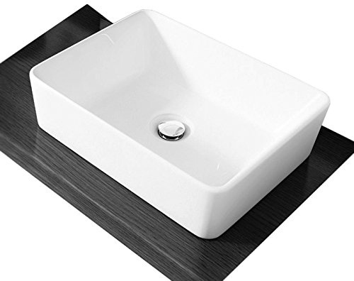 Durovin Bathrooms Ceramic Bathroom Basin - Countertop Sink Vessel - Rectangular Washing Bowl Thin Rim (485 x 375 x 135mm)