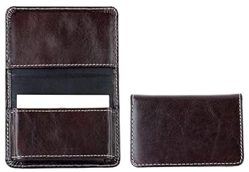 DELMON VARONE - Personalisierbares Visitenkartenetui XXL aus Premium Vintage Anilin Leder braun, Visitenkarten Etuis mit 1 großen Faltentasche für 40-50 Karten, Kartenetui für Damen & Herren