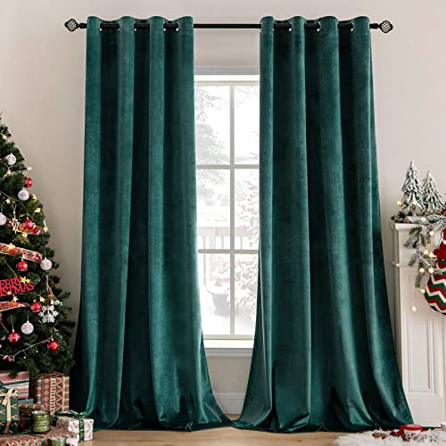 MIULEE Grün Samtvorhang Ösen 2er Set 140X175, Blickdichte Vorhänge Samt Kurz für Schlafzimmer Wohnzimmer, Wunderschön Weich Vorhang Verdunkelung Velvet Curtains, Verdunkelnd Samt Gardinen Blickdicht