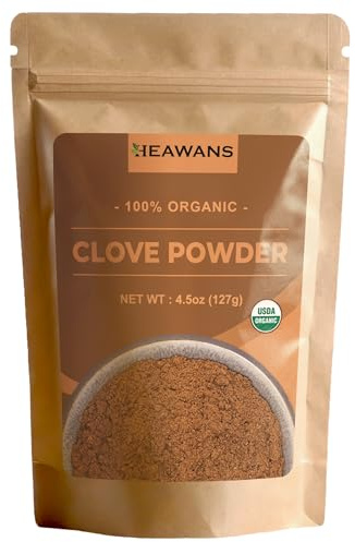 Heawans Organic Premium Grade Clove Ground, Food Grade Aluminium Foil Kraft Paper Pouch (4.5 OZ)