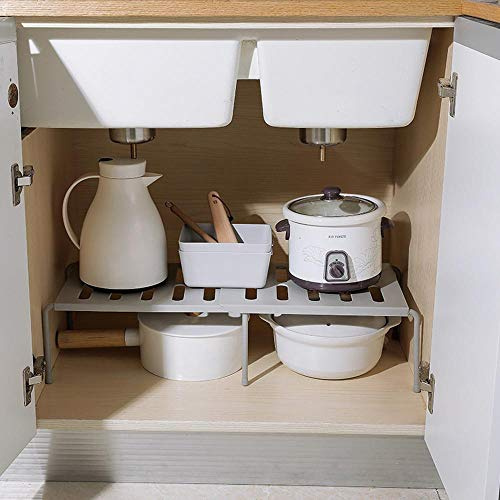 Roebii Küchenregal, stapelbarer Regaleinsatz faltbares Küchen Schrankregal Küchen Organizer für Geschirr und Vorräte für Geschirr, Konservendosen und Gewürze, perforiertes Stahldesign kann ablaufen