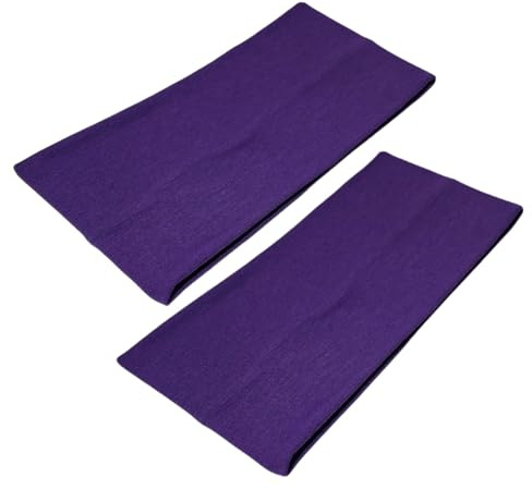 WESTEND CHOICE Extra breite Stirnbänder, 11 cm, einfarbig, dehnbar, Kylie-Stirnband, 2 Stück, Unisex-Bandeau-Stirnbänder für Damen und Herren, weiche Haarbänder, Yoga, Bandana, Stirnband (lila)