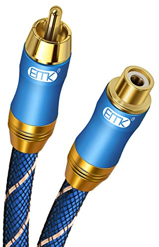 Cable de extensión RCA EMK 2M RCA Macho a Hembra Cable de Cobre Chapado en Oro, Cable de Audio coaxial Digital Resistente para Cine en casa, HDTV, amplificadores (2M, Cable de extensión RCA, Azul-3)