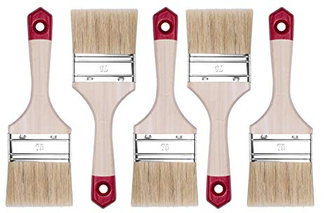 HARDY WORKING TOOLS Flachpinsel-Set 5-teilig, 5 Stück – 75 mm Breite, Malerpinsel Set mit Holzgriff, Lackpinsel Serie *40*, 5PCS, Pinselset A0202-400530
