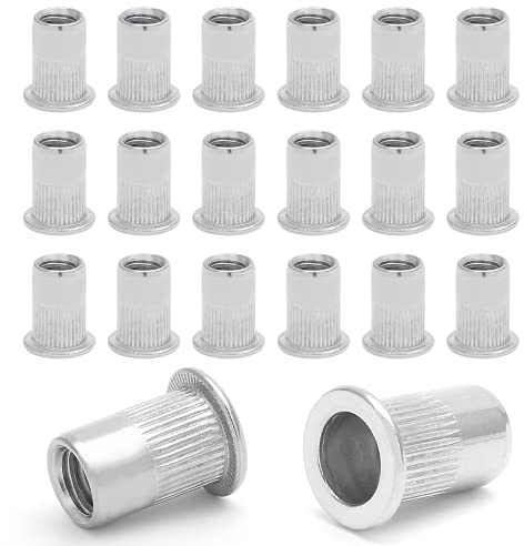 Qjaiune 50PCS M5 in acciaio inox filettato inserto rivetto dado, rivnuts a testa piatta M5-0,8 mm, viti zigrinate per dadi ciechi