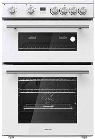 Hisense HDE3211BWUK 60cm Electric Cooker with Ceramic Hob-White A Rated Double Oven - White