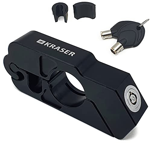 KRASER KR720B Motorrad Bremshebelschloss, Hochwertig Sicherheitsschloss, CNC, Motorradschloss Vespa ATV E-bike Roller, Lenker Bremsschloss, Kupplungsgriff Schloss, Lenkerschloss, Kupplungshebelsperre
