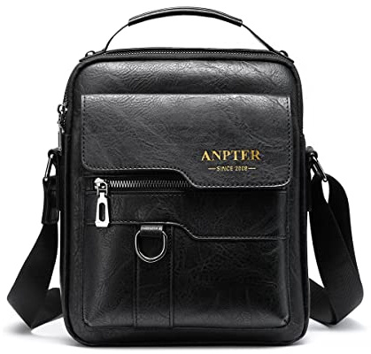 ANPTER Borsello Uomo Pelle Borsa a Tracolla da Uomo Casuale Crossbody Borse Messenger Bag Borselli Borsetta Impermeabile per ufficio,Viaggio,Vita quotidiana, creatività regalo per del papà