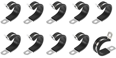 METALLIXITY R Shape Hose Clamps (50.8mm/2) 10Pcs, Rubber Clip - for Home Garden Tube Fastening