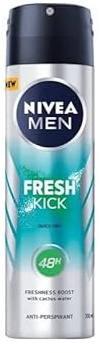 NIVEA Deo Men Spray Fresh Kick 150ML (Pack of 6)