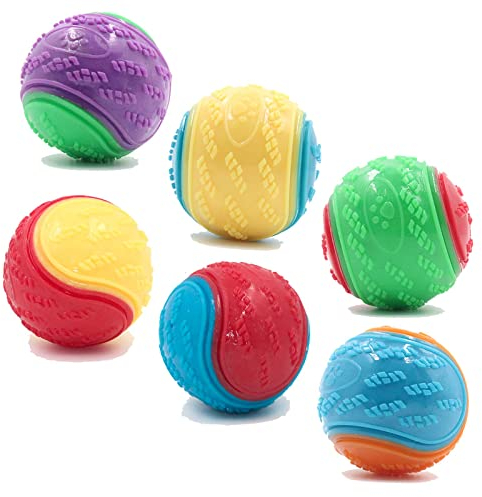 Sricam 6Pcs Squeaky Dog Ball, Dog Toys Teeth Cleaning Puppy Chew Toys Pet Training Ball Dogs Interactive Dogs Balls