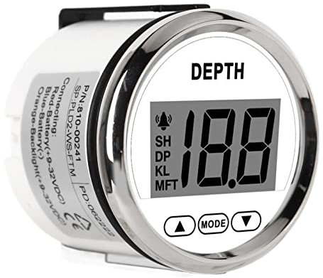Marine Depth Display Depth Finder Dash Depth Sounder Waterproof Dash Depth Finder Transducer with White Backlight for Yachts Boats
