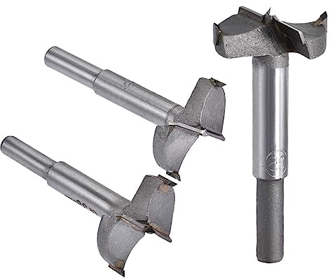 MACHSWON 3 PCS Forstner Drill Bits Tungsten Carbide Wood Hole Saw Opener Drill Bit 35mm+38mm+40mm Woodworking Drilling Boring Bit Cutter