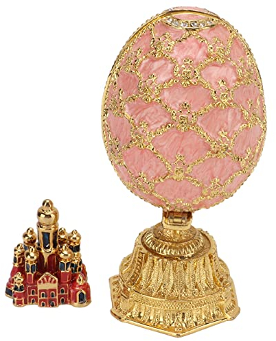 ERICAT Jewelry Box, Egg Shape Trinket Box with Magnetic Buckle, Metal Ablaze Rhinestones Treasure Keepsake Box for Jewelry Storage Decor, Jewelry Collection Box for Valentine Wedding/603