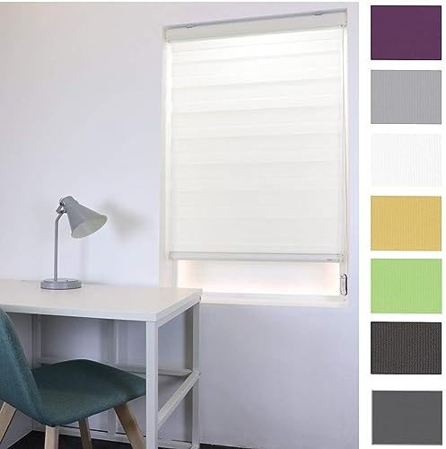 Thermo Rollo Verdunklungsrollo 35 x 350 cm Höhe Stufenlos Verstellbar Wärmeschutzrollo Thermo Rollo inkl. Montagematerial, für Fenster & Tür, Weiß