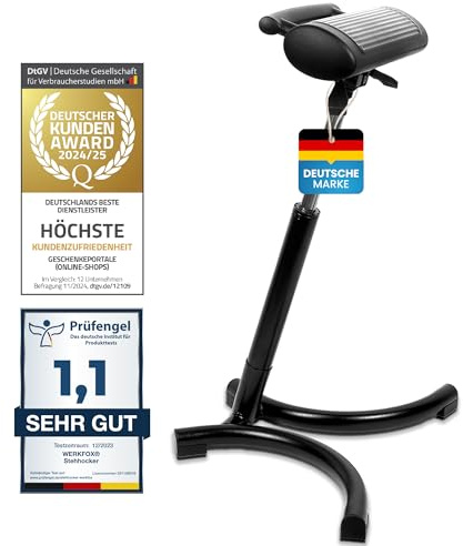 Werkfox Tabouret Ergonomique Réglable en Hauteur - Confort Absolu pour Bureau et Atelier - Siège Assis Debout Dynamique et Robuste - Améliorez Votre Posture au Travail sans Effort - Noir