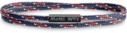 Motti Way Mujeres y Hombre Nauticas Pulseras, Unisex De Cuerda Umpermeable Con Cierre Magnético Roja, Tamaño L/XL