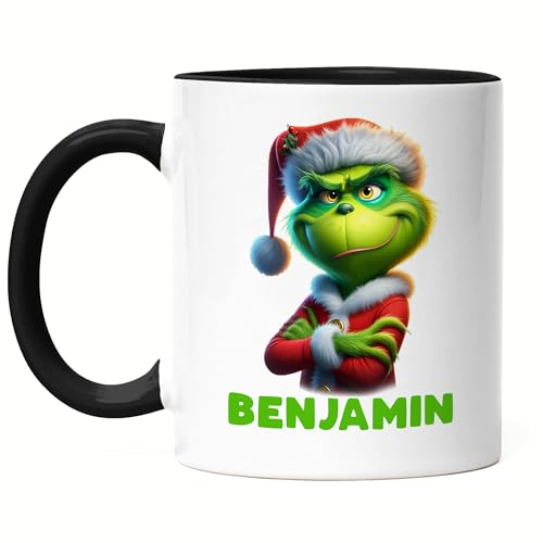 Kiddle-Design Personalisierte Anti Weihnachten Tasse Schwarz Weihnachtstasse Lustig mit Name Weihnachten Nikolaus Fun Geschenkidee Wichtelgeschenk für Männer