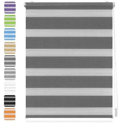 Verdunklungsrollo Klemmfix 30 x 300 cm Hitzeschutz Energiesparend Seitenzugrollo Doppelrollo Thermorollo inkl. Zubehör für Wohnzimmer Küche Büro, Dunkelgrau