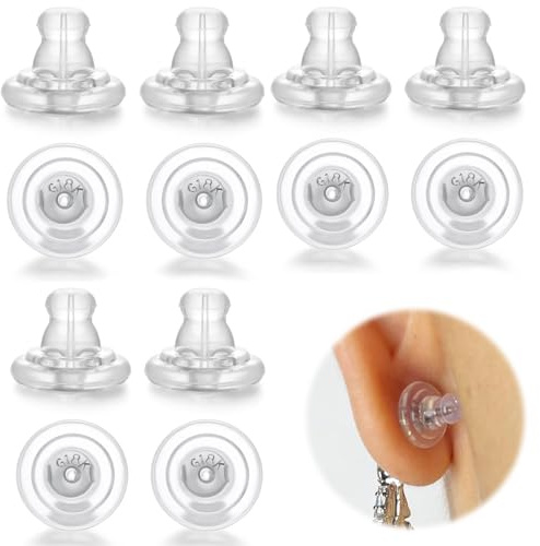 Ruzister 12 piezas de silicona hipoalergénica de repuesto para pendientes, pendientes colgantes de silicona, pendientes de repuesto para pendientes, pendientes hipoalergénicos