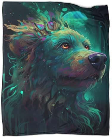 XJYXJC Outdoor-Camping-Pudel-Hund-Flanelldecke, Bequeme Plüsch-Sofa-Reisedecke, Decke mit 3D-Druckmustern, 100 x 130 cm (40 x 50 Zoll)