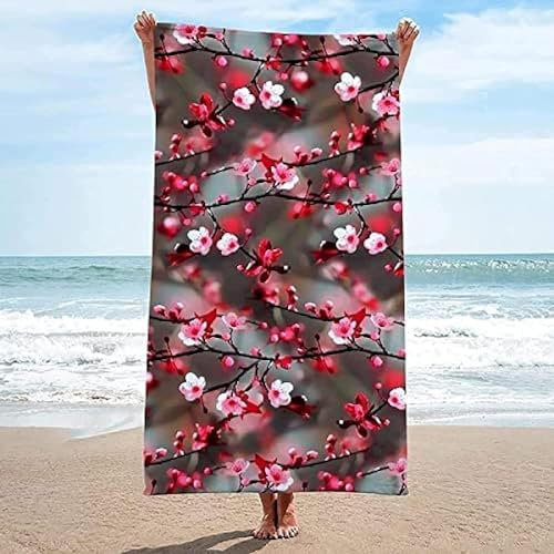 okoikfc 3D Strandtuch 200x200 cm Kirschblüten Badetuch Groß Kirschblüten Microfaser Handtücher Weich Schnell Trocknen Strandhandtuch Herren Frauen Badetücher, Strandtücher Strandlaken Handtuch A1477