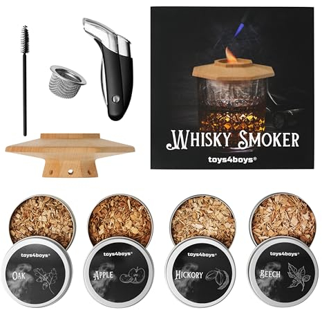 Kit per affumicatore per Cocktail e W - Fumoir Portatile con Cupola, Accendino Senza Butano e Strumenti di Pulizia - Perfetto per Migliorare il Gusto di Cocktail e Bevandeisky