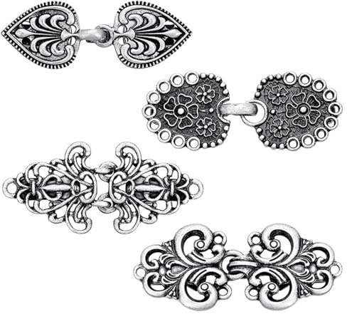 4 Pièces Rétro Broche Kit, Clips Pull Vintage, Cardigan Clip, Antique Écharpe Clip, Châle Pince, Cardigan Épingle pour Femmes Filles, pour Cardigans, Capes, Robes et Chemises (Argent)