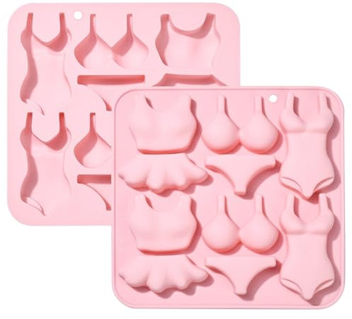 Ipotkitt Lot de 2 moules à chocolat en silicone motif maillot de bain en forme de bikini pour la fabrication de gâteaux, gâteaux, biscuits, desserts, cupcakes