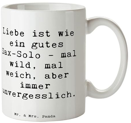 Mr. & Mrs. Panda Tasse Spruch Saxophon Liebe - Geschenk, Musiker, Keramiktasse, Büro Tasse, handgefertigte Produkte, Kaffeebecher, Kaffeetasse,